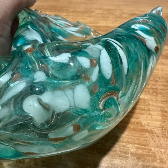 Hand Made Art Glass Ocean Green Shell. - Picture 8 of 9